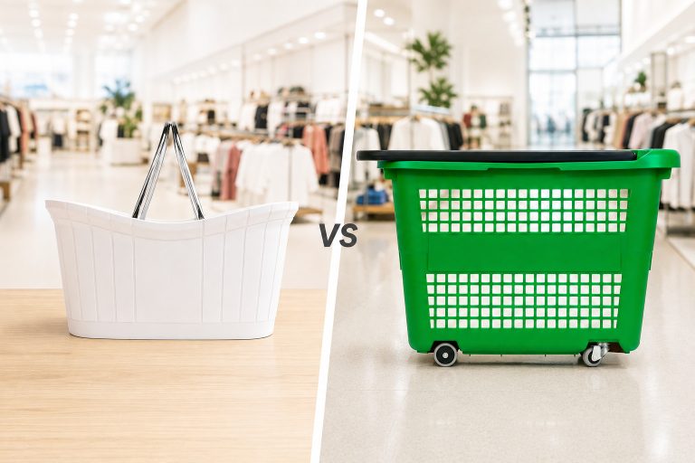 cestas de mano vs cesta con ruedas