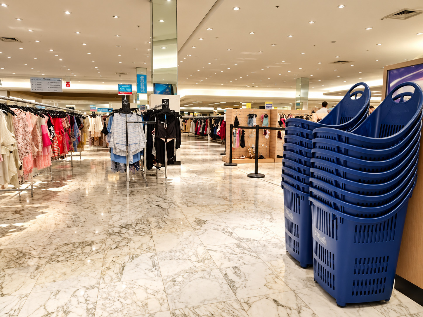 Cesta vertical utilizada en retail de moda