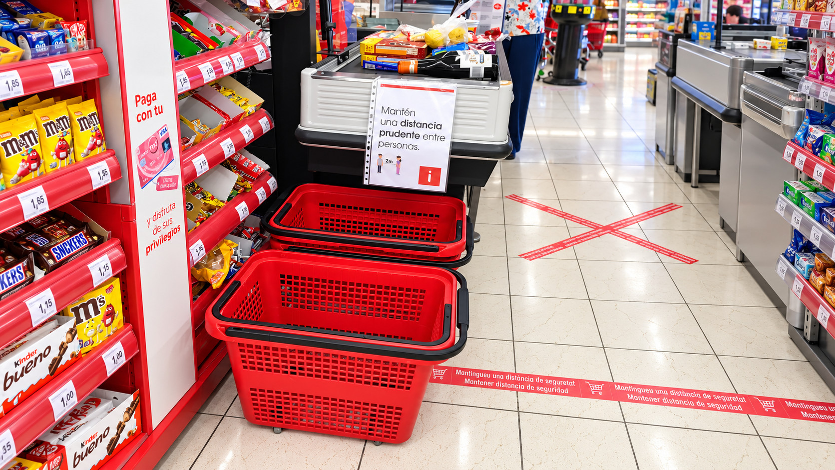 Cesta utilizada en tienda de conveniencia